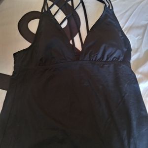 ANA size large black swim top womens